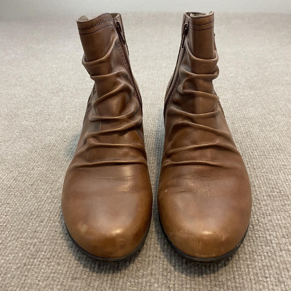 Rockport Booties Womens Size 12 Brown Leather Ankle Zip Block Heel CBD51AL 21 - Picture 5 of 13